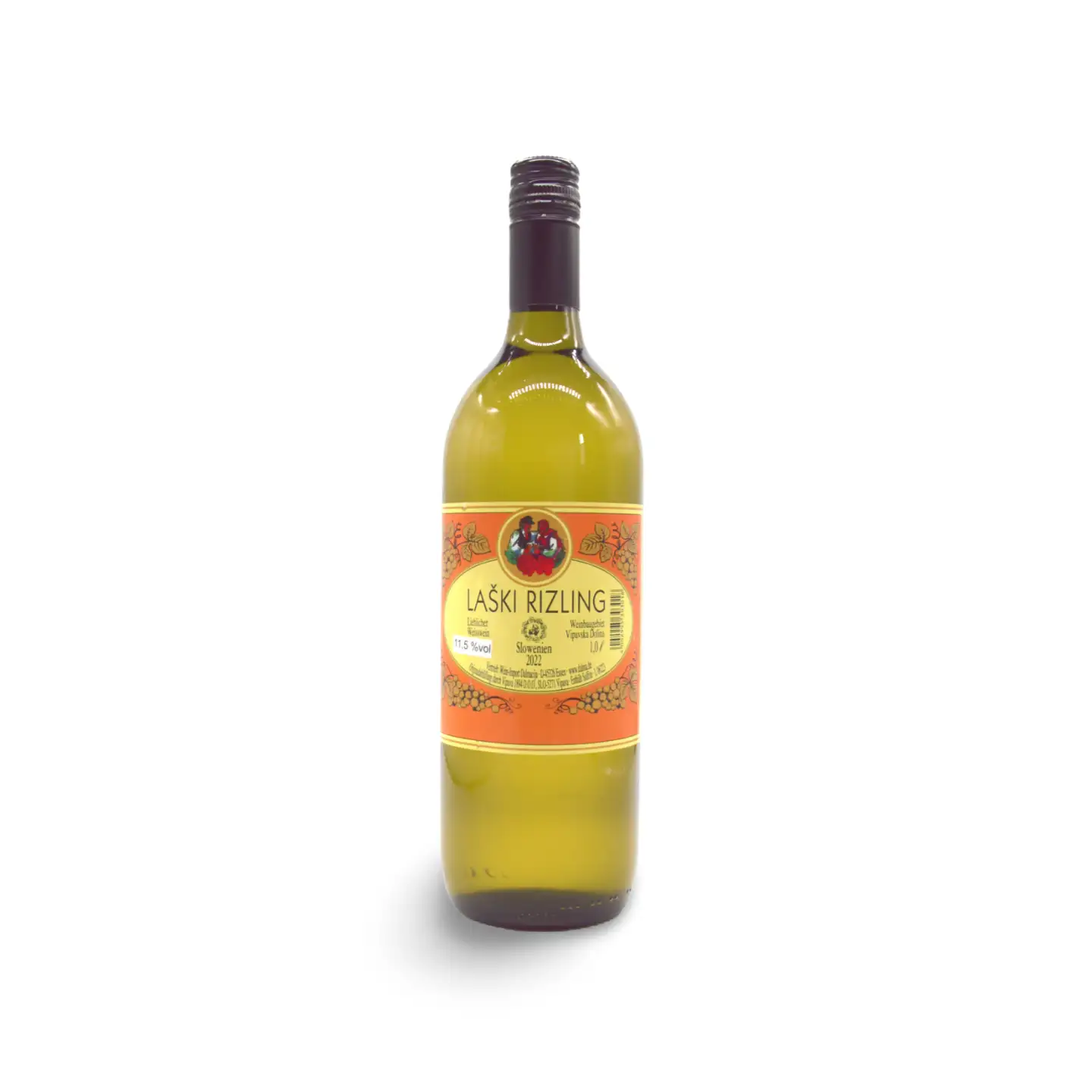 a bottle of wine with a label